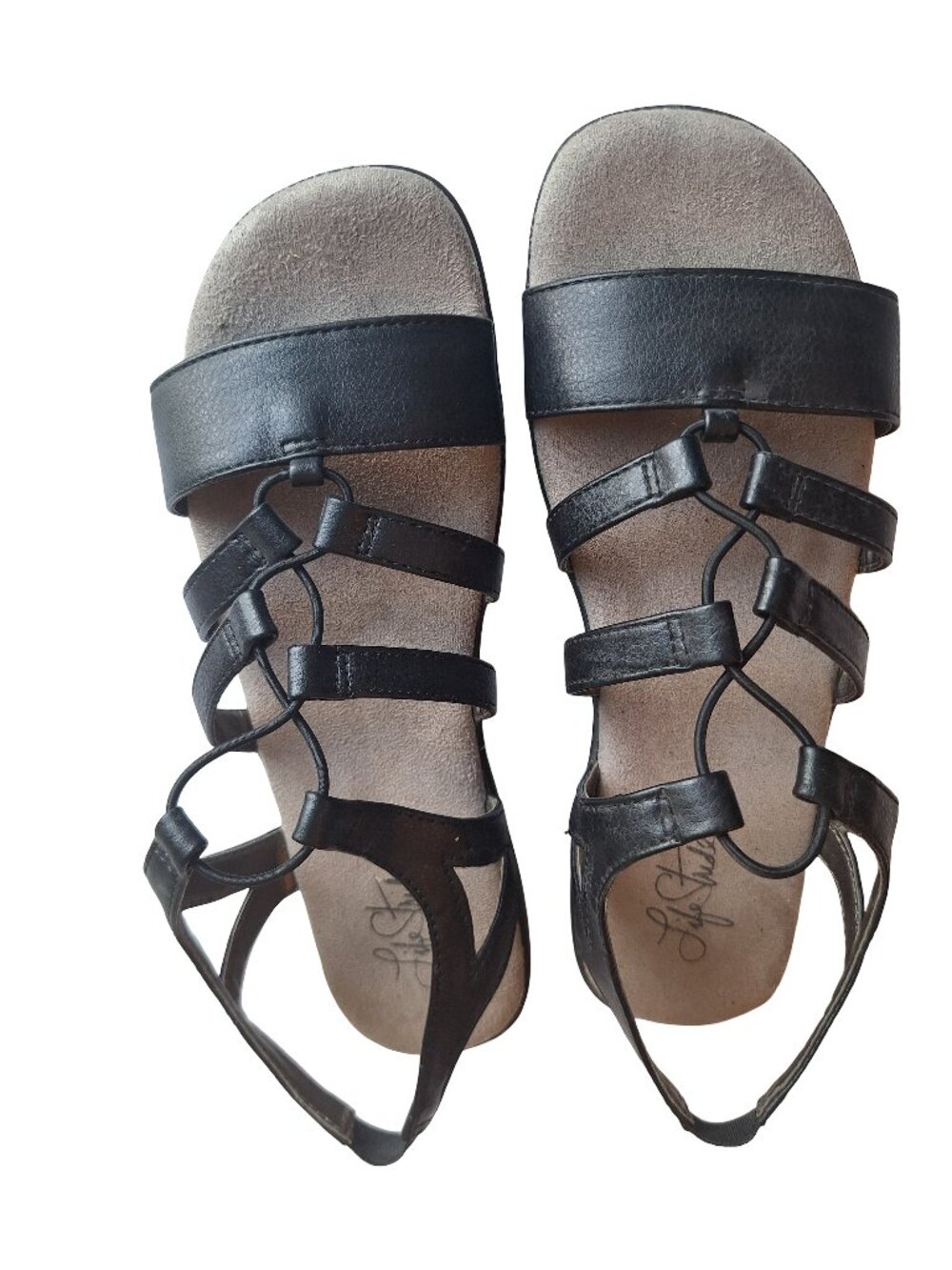 LifeStride Eleanora Black Strappy Gladiator Sandals Sz 8